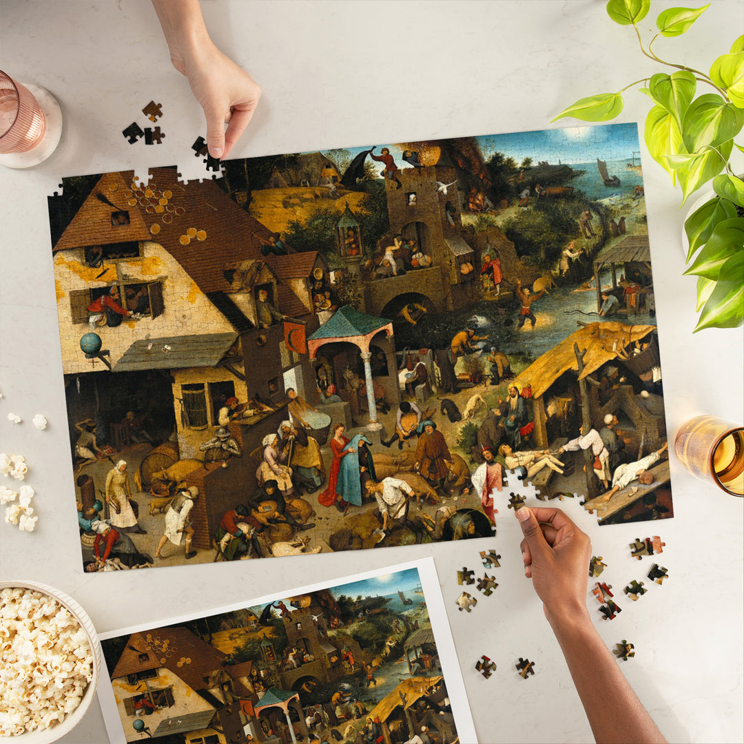Netherlandish Proverbs (Artist: Pieter Bruegel the Elder) c. 1559, Masterpiece Classic, 1000 Piece Jigsaw Puzzle