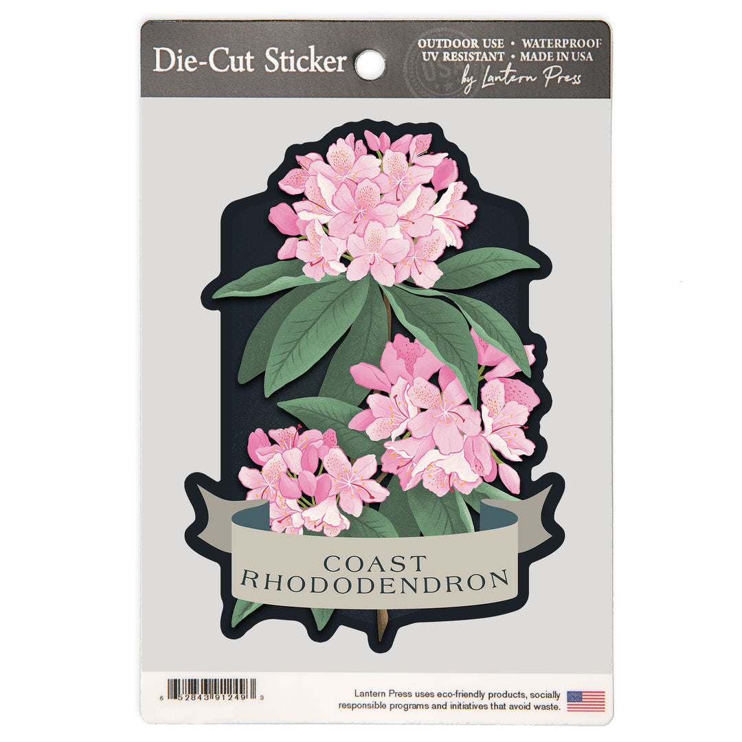 Vintage Flora Noir, Coast Rhododendron, Vinyl Sticker