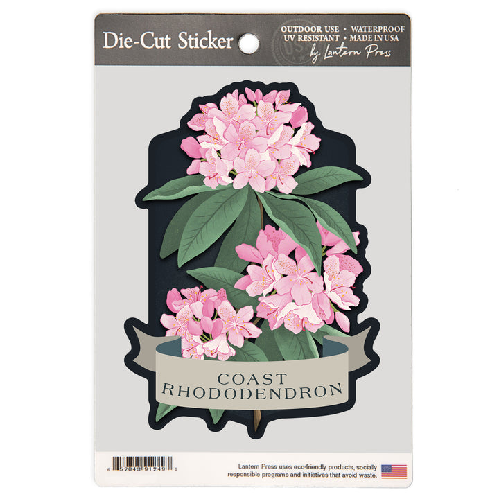 Vintage Flora Noir, Coast Rhododendron, Vinyl Sticker