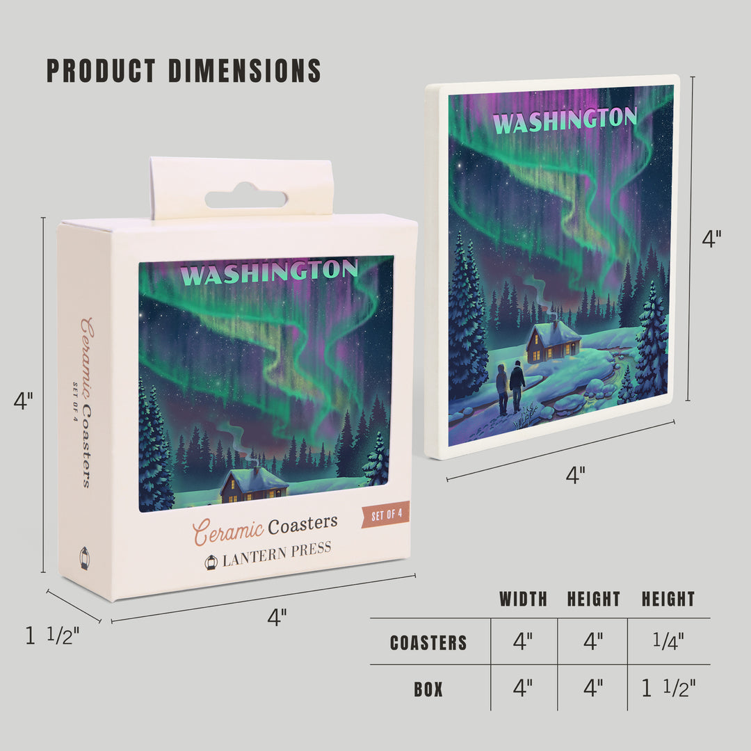 Washington, Northern Lights and Cabin, Coasters