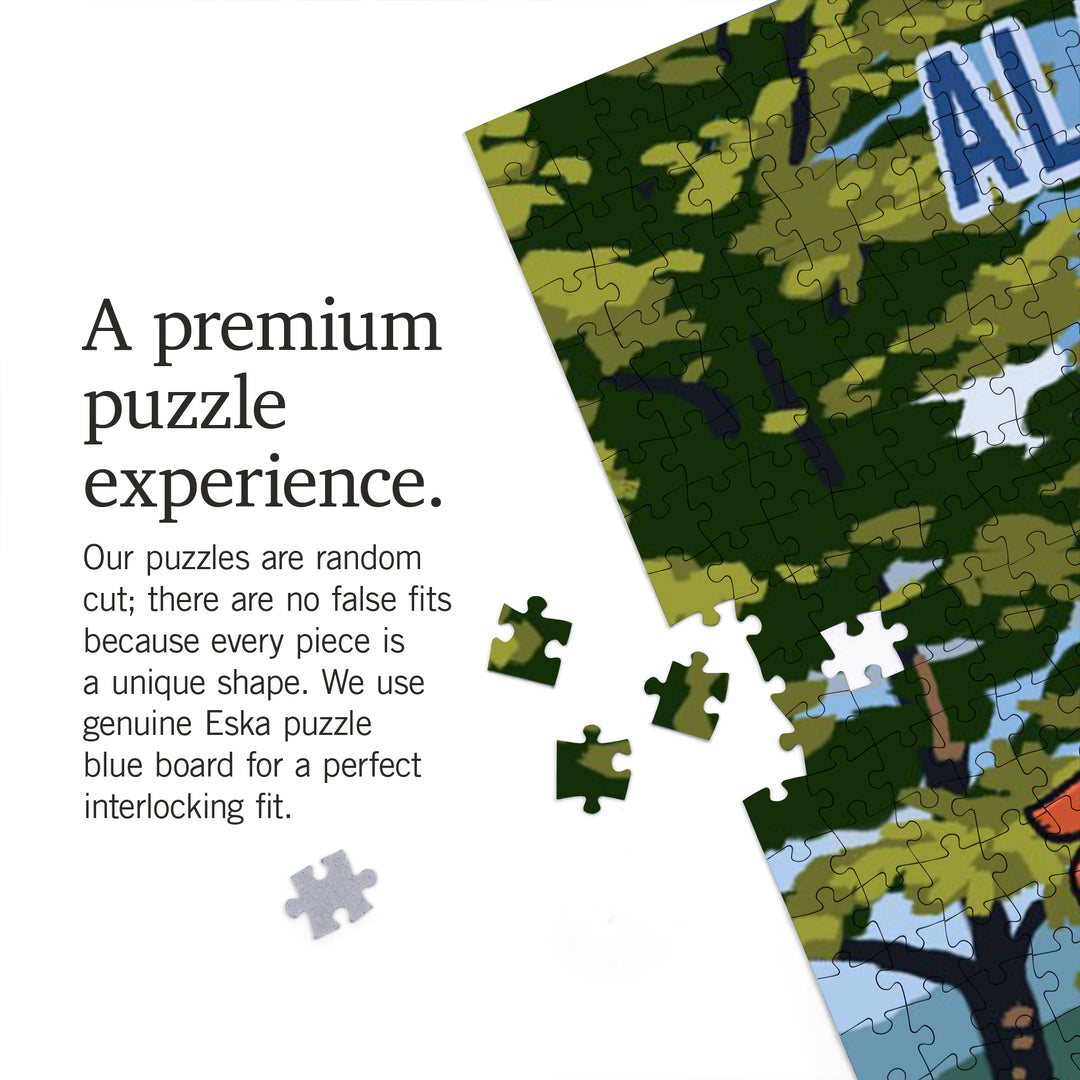 Alabama, Signpost, Lake and Flowers, Jigsaw Puzzle