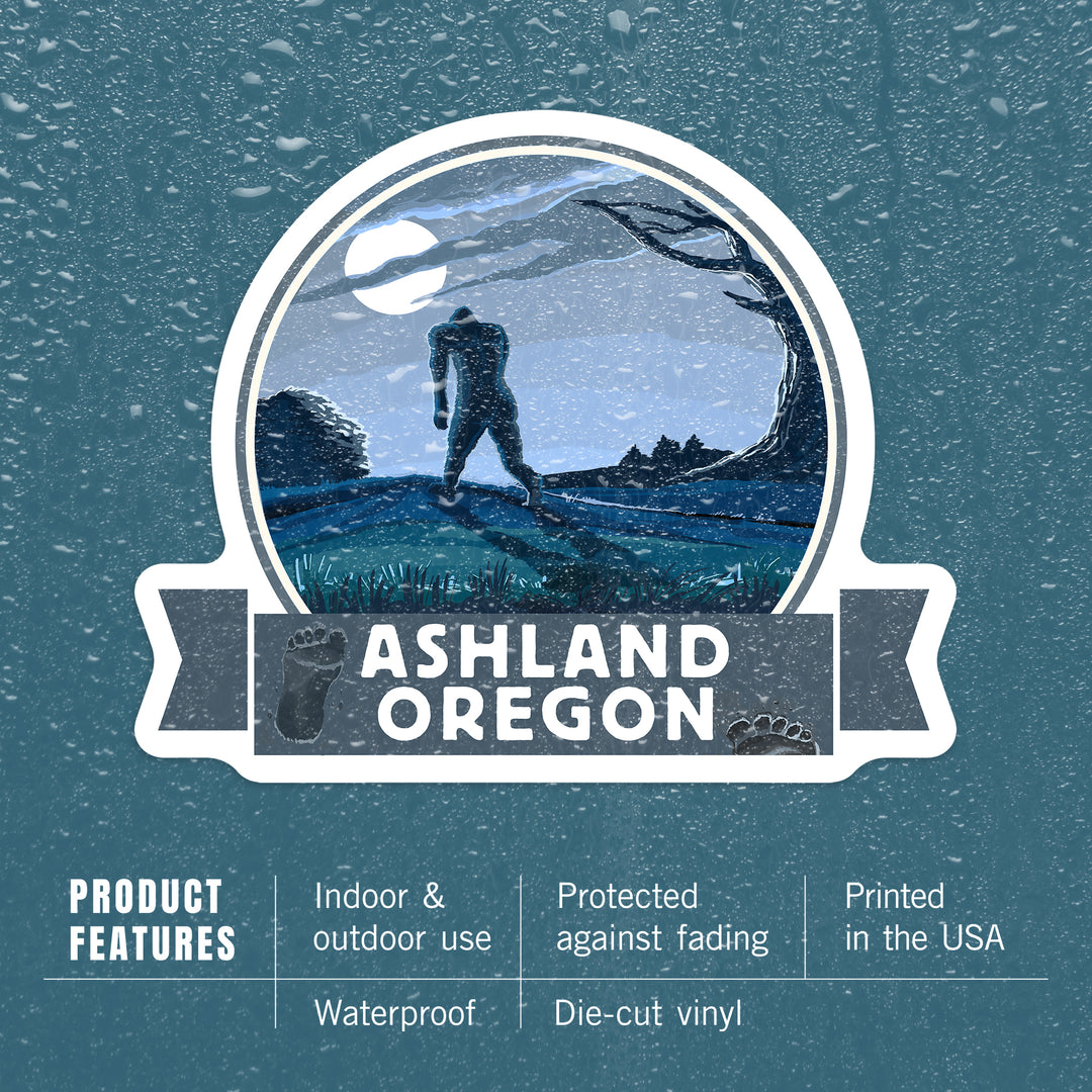 Ashland, Oregon, Bigfoot Country, Contour, Vinyl Sticker