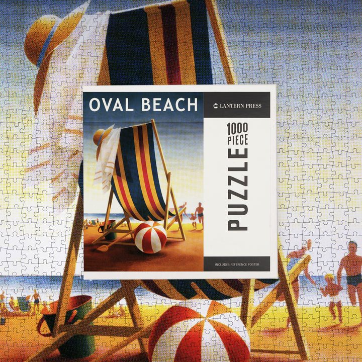 Oval Beach, Michigan, Beach Chair and Ball, Jigsaw Puzzle