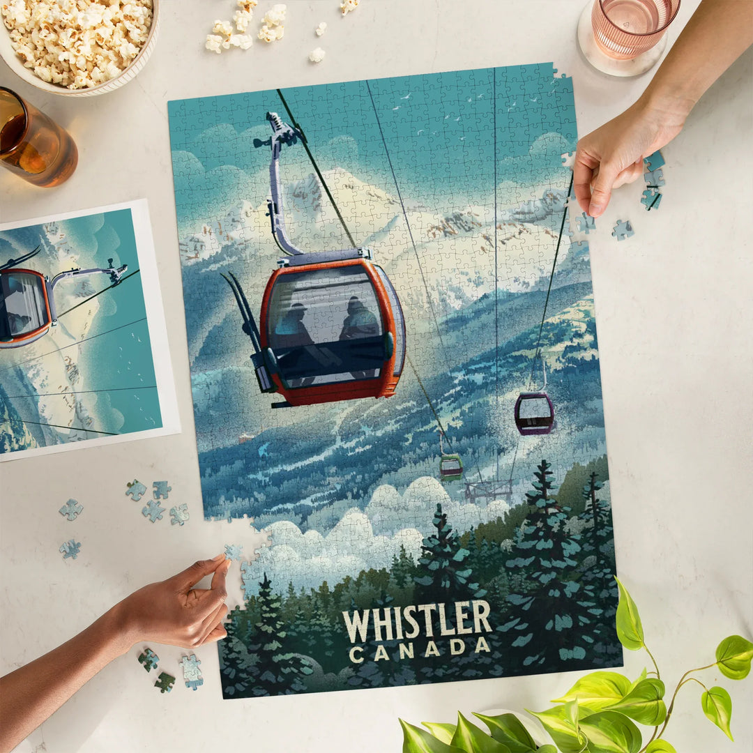 Whistler, British Columbia, Lithograph, Gondola, 1000 Piece Jigsaw Puzzle