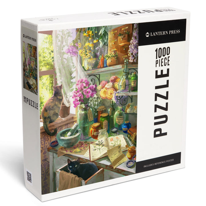 Garden Apothecary, With Cat, Oil Painting, 1000 Piece Jigsaw Puzzle