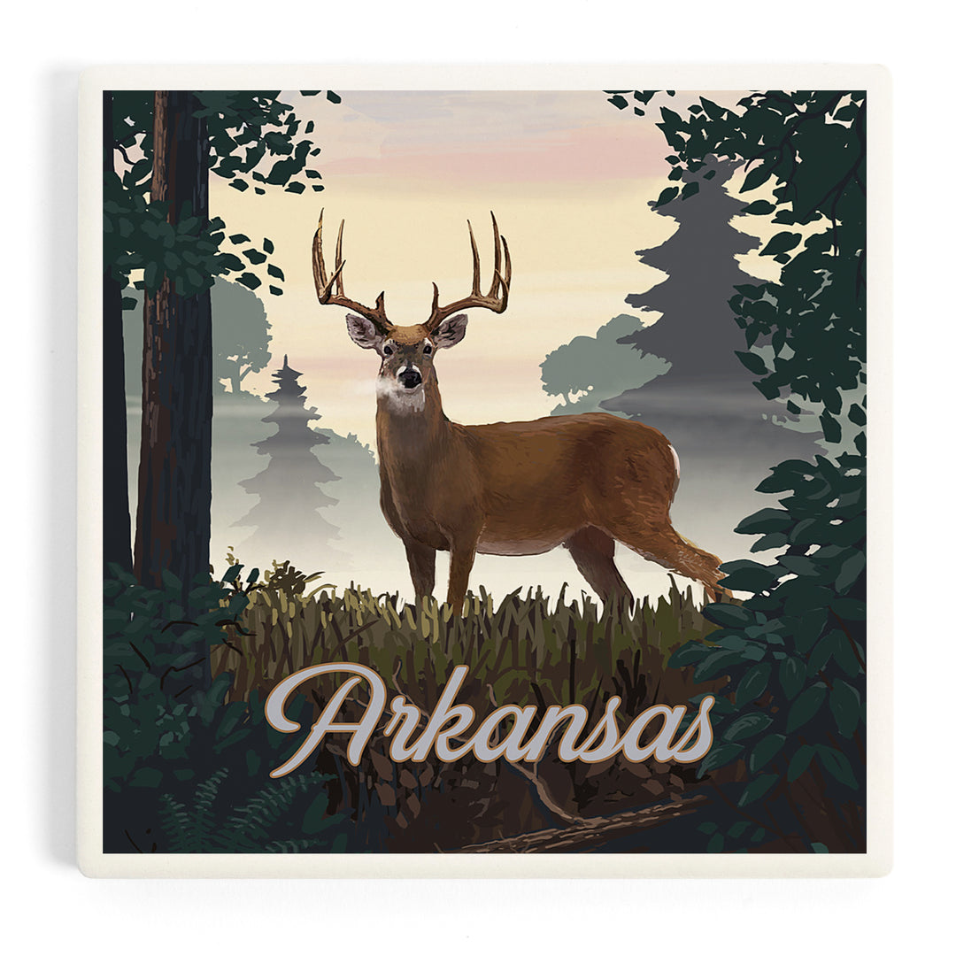 Arkansas, Painterly, Deer and Sunrise, Coasters