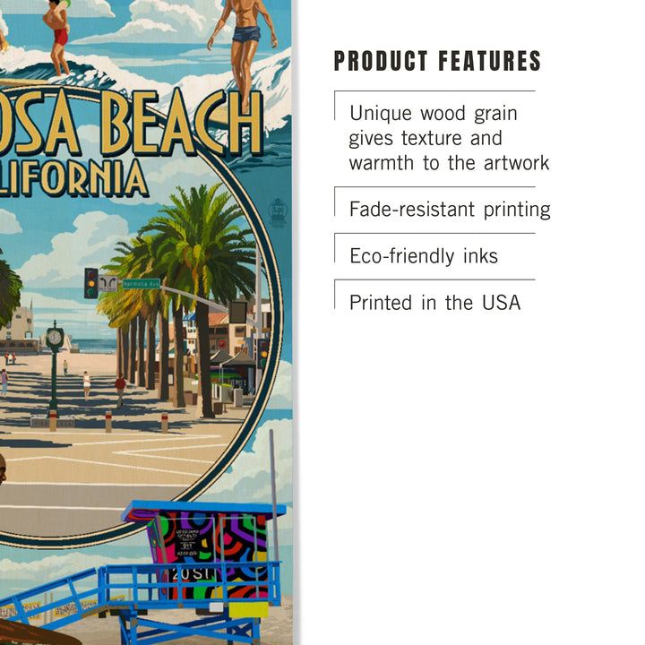 Hermosa Beach, California, Montage Scenes, Wood Sign and Postcards