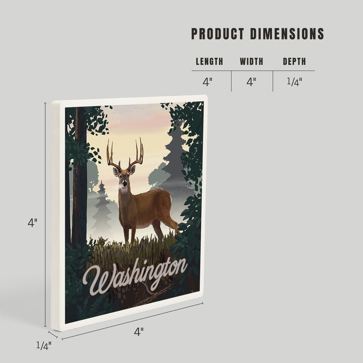 Washington, Painterly, Deer and Sunrise, Coasters