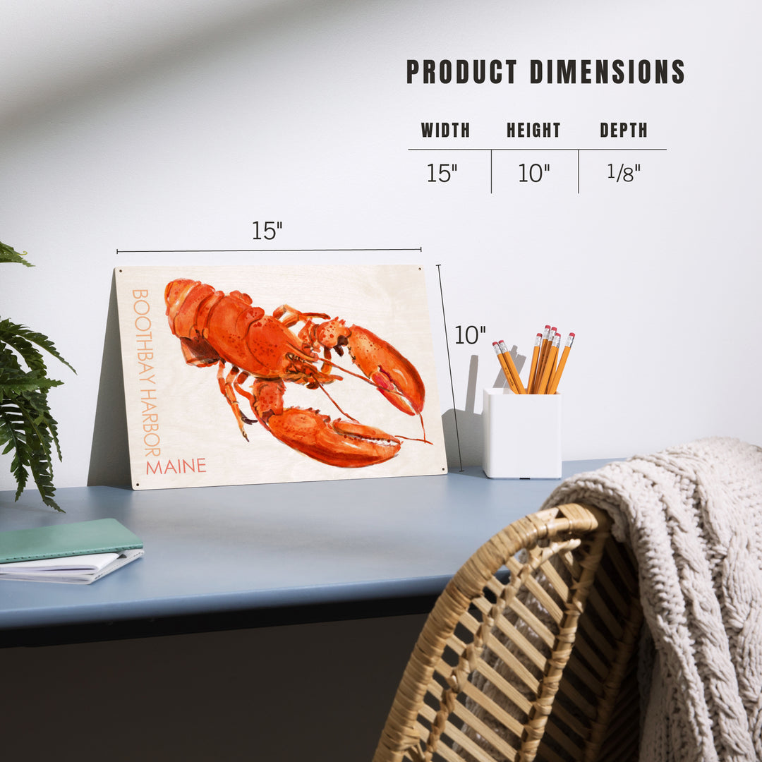 Boothbay Harbor, Maine, Lobster, Watercolor, Wood Sign and Postcards
