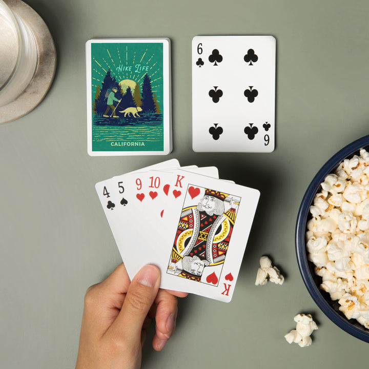Playing Cards, California, Lake Life Series, Hike Life, 52 Card Deck with Jokers in Box, Unique Art