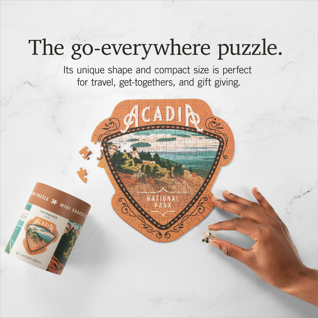 Lantern Press Mini Shaped Adult Jigsaw Puzzle, Protect Our National Parks (Acadia)