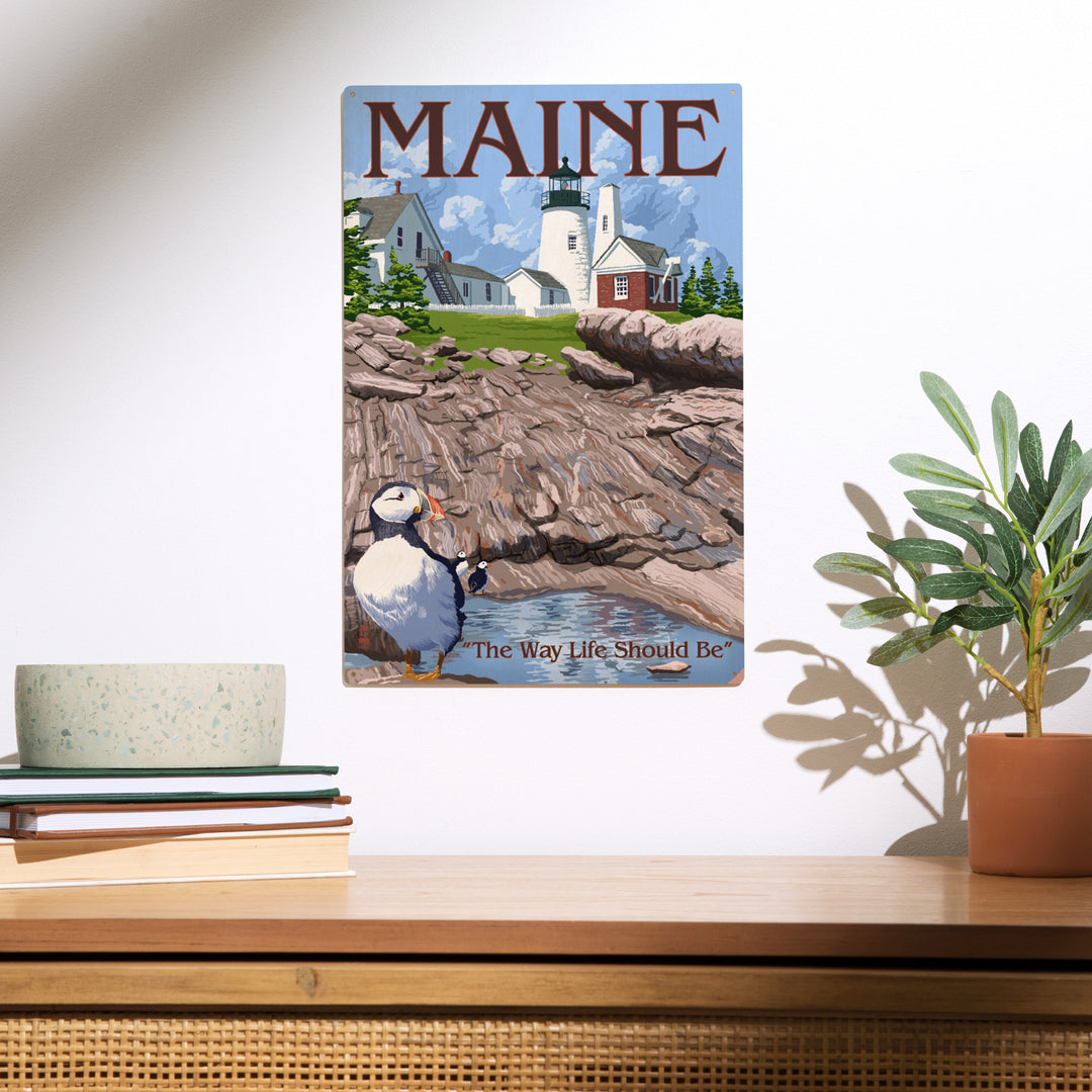 Maine, The Way Life Should Be, Lighthouse and, Wood Sign and Postcards