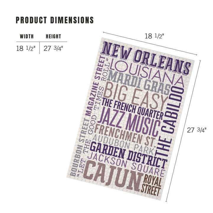 New Orleans, Louisiana, Typography, 1000 Piece Jigsaw Puzzle