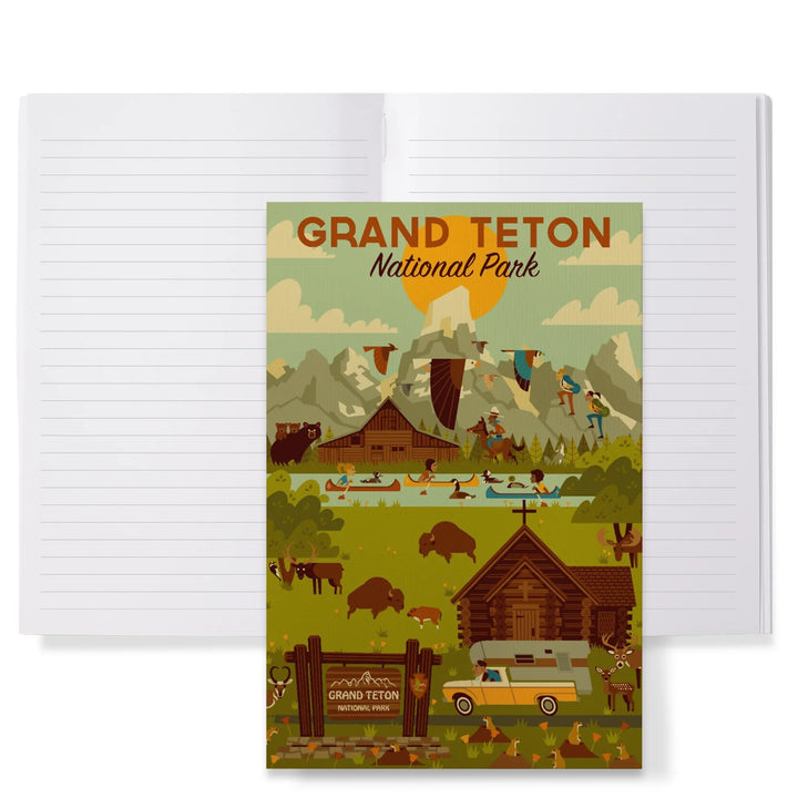 Lined 6x9 Journal, Grand Teton National Park, Wyoming, Geometric National Park Collection, Lay Flat, 193 Pages, FSC paper