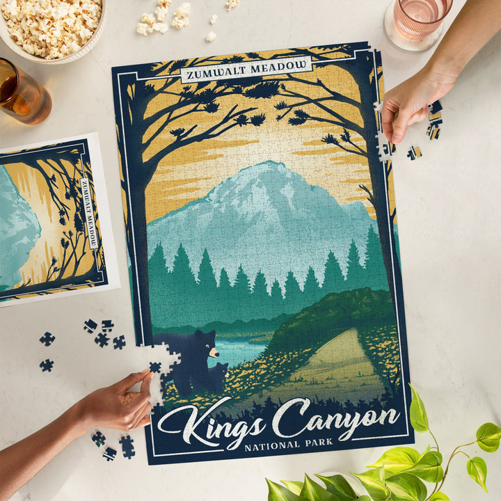 Kings Canyon National Park, California, Lithograph National Park Series, Zumwalt Meadow, Jigsaw Puzzle