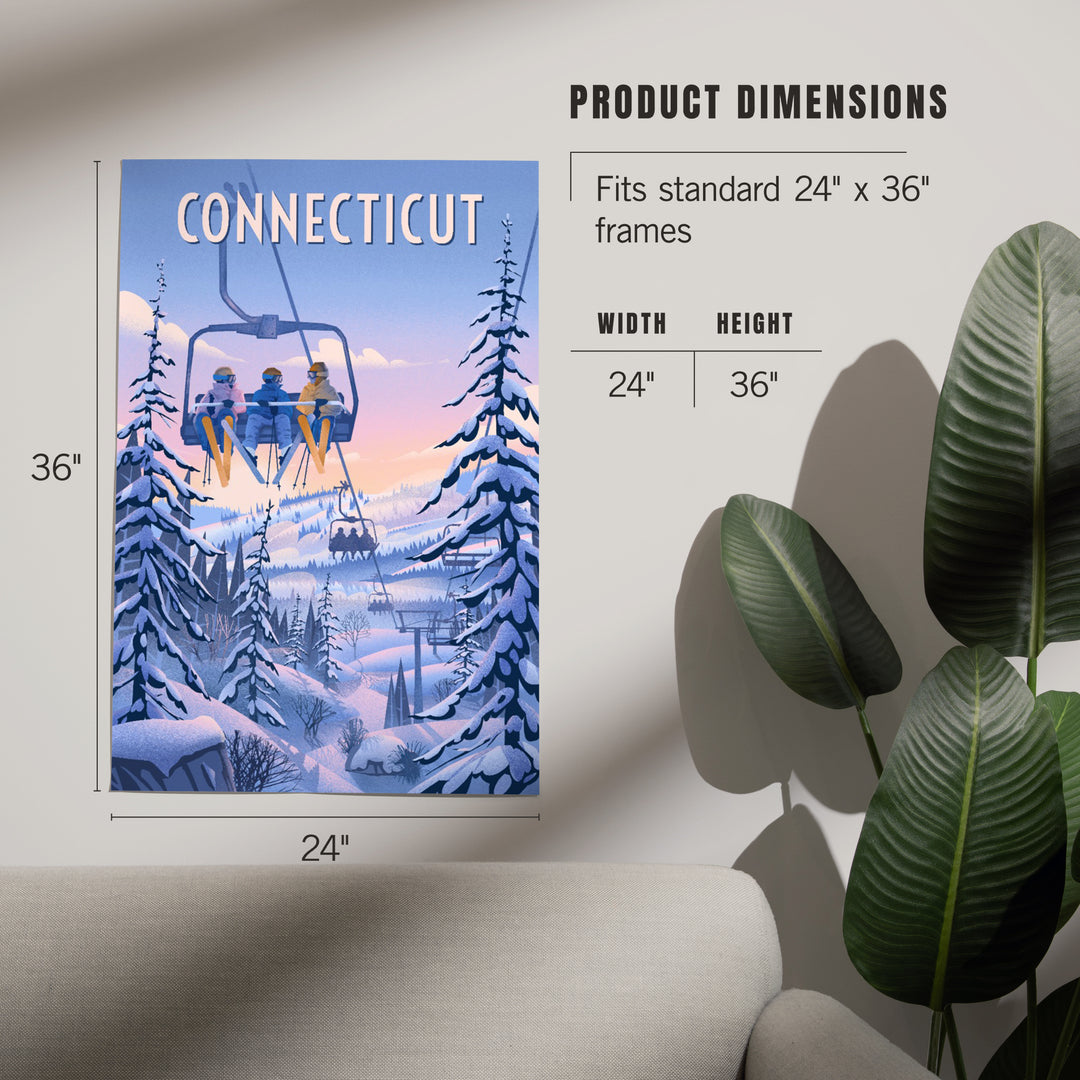 Connecticut, Chill on the Uphill, Ski Lift, Art & Giclee Prints - Lantern Press