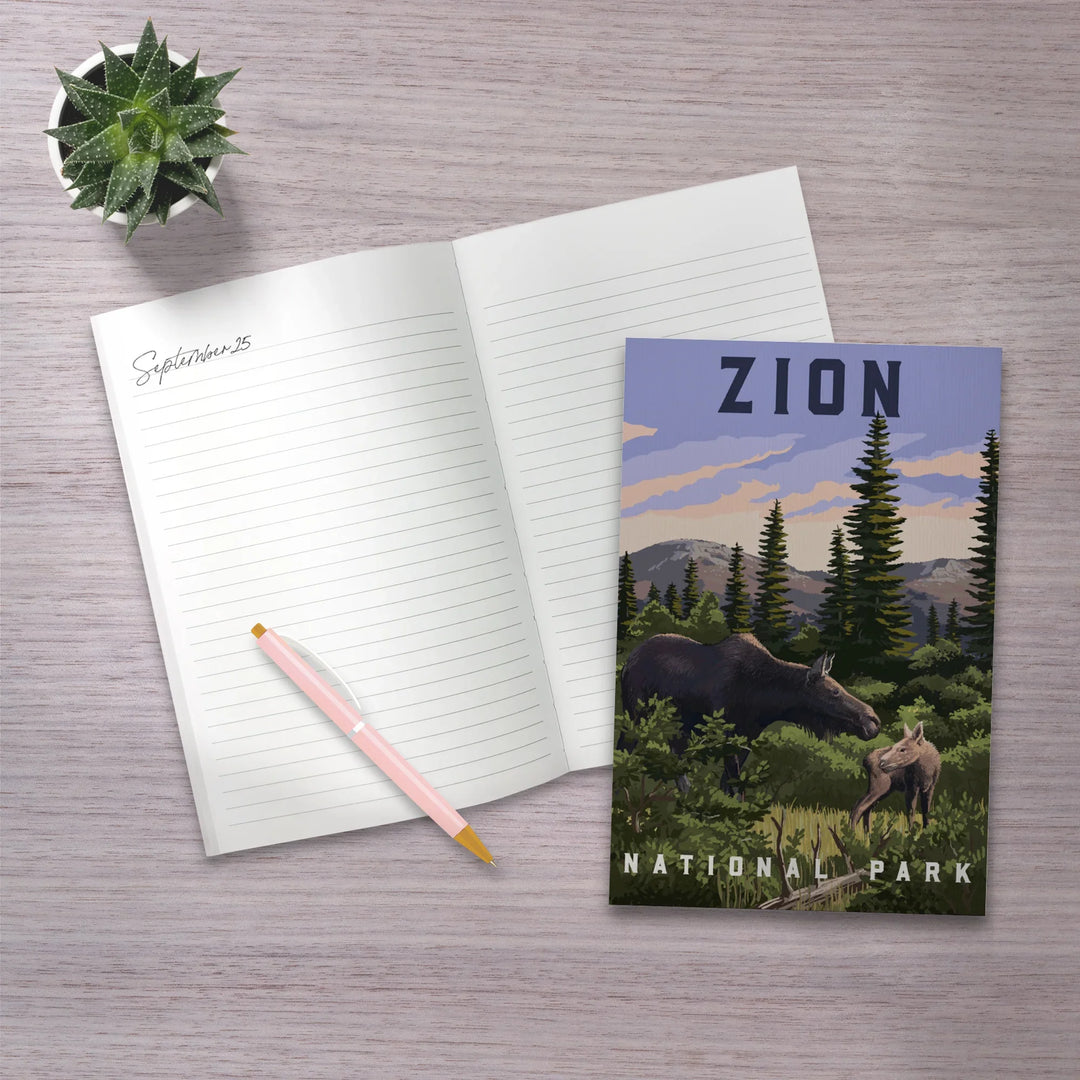 Lined 6x9 Journal, Zion National Park, Moose Scene, Lay Flat, 193 Pages, FSC paper