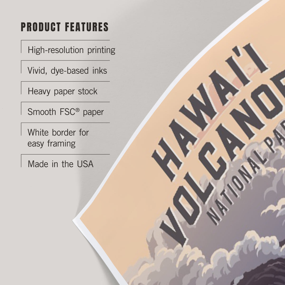 Hawaii Volcanoes National Park, Hawaii, Painterly National Park Series, Art & Giclee Prints