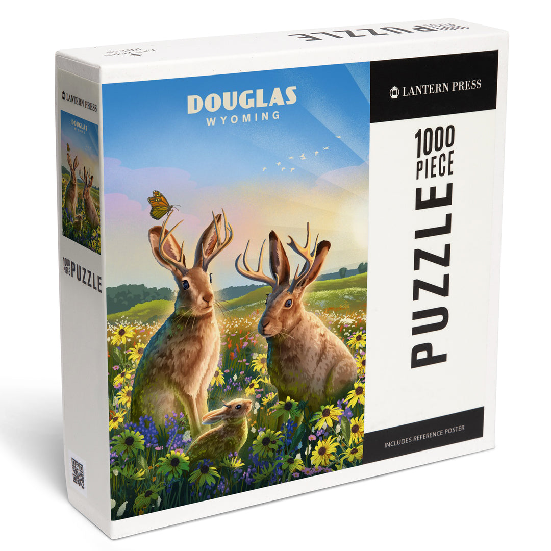 Douglas, Wyoming, Lithograph, Jackalope, 1000 Piece Jigsaw Puzzle