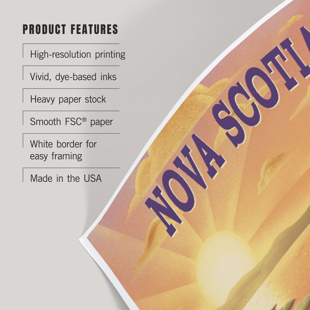 Nova Scotia, Lithograph, Bear and Spring Flowers, Lake, Art & Giclee Prints