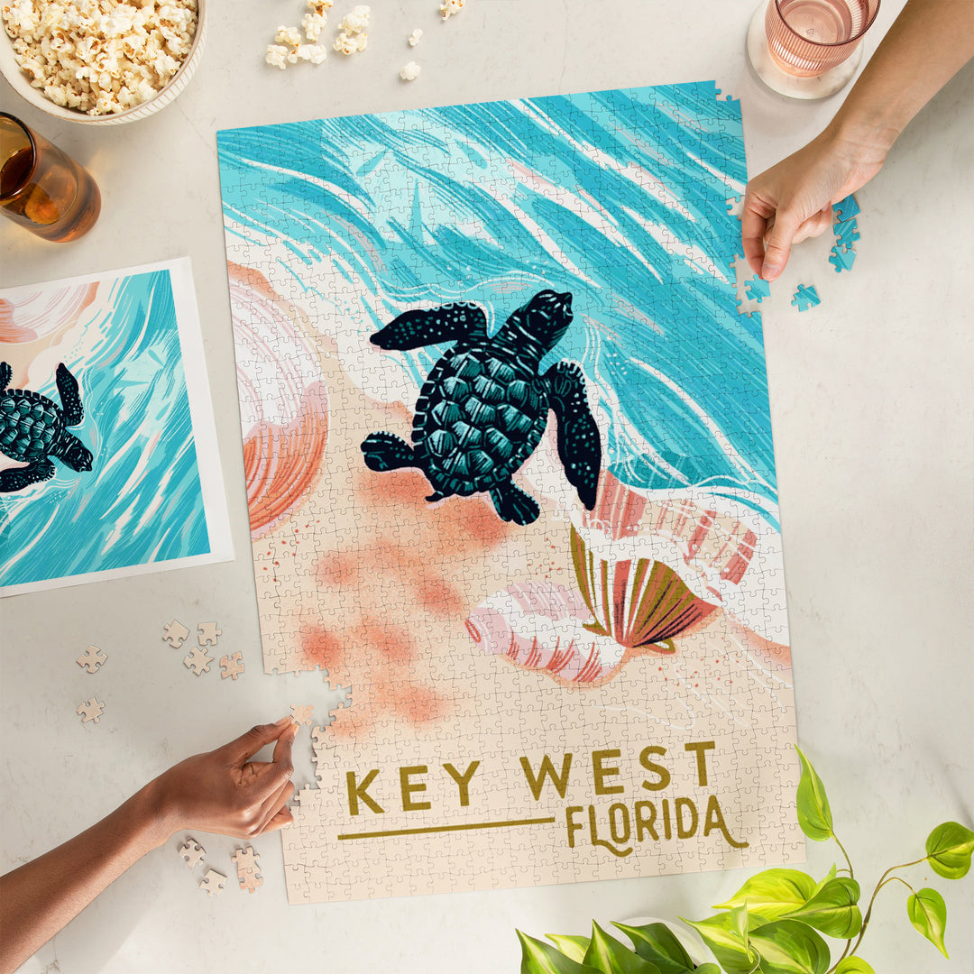 Key West, Florida, Courageous Explorer Collection, Turtle and Shells, Safely to Sea, Jigsaw Puzzle