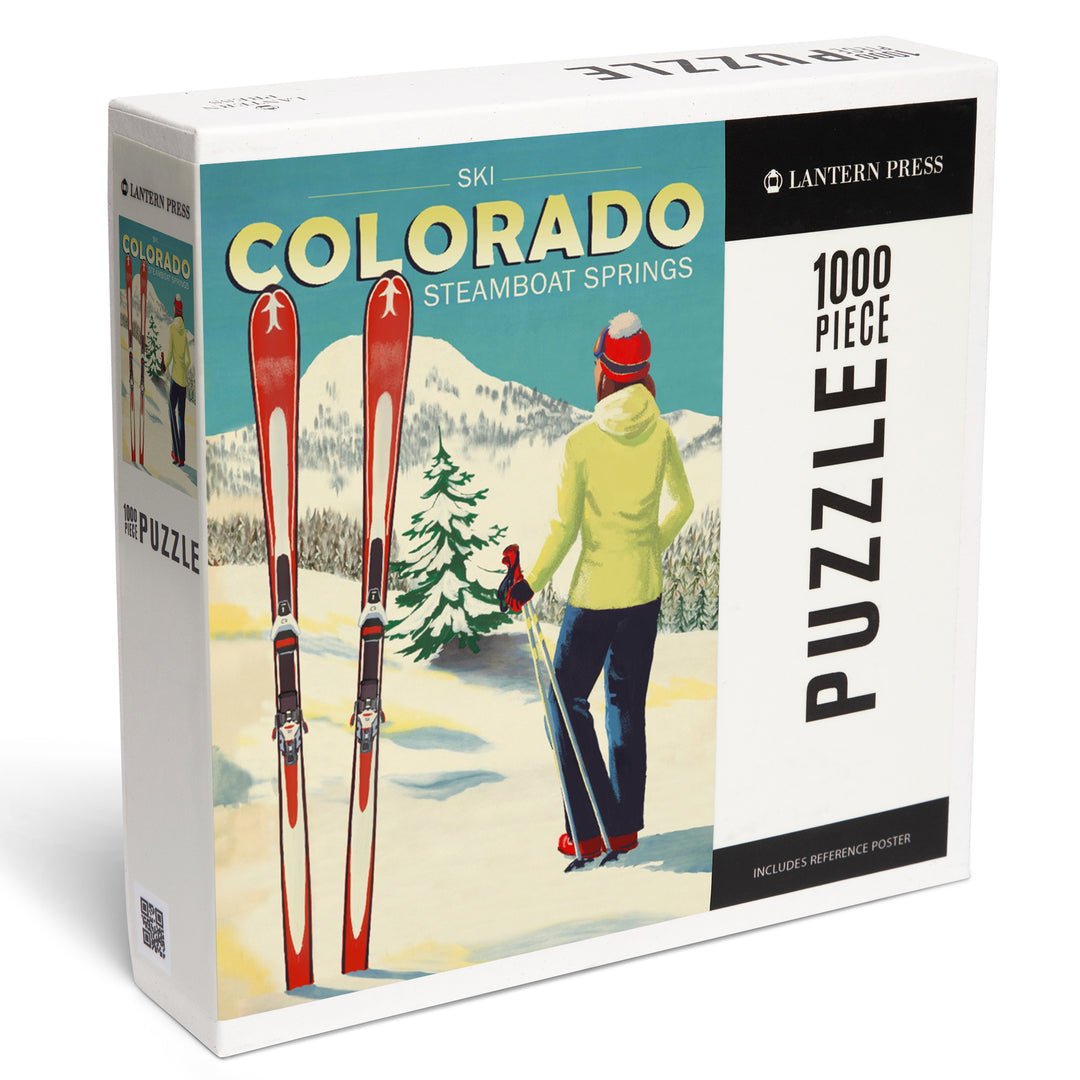 Steamboat Springs, Colorado, Woman Skier Mountain View, Ski Aspen, 1000 Piece Jigsaw Puzzle
