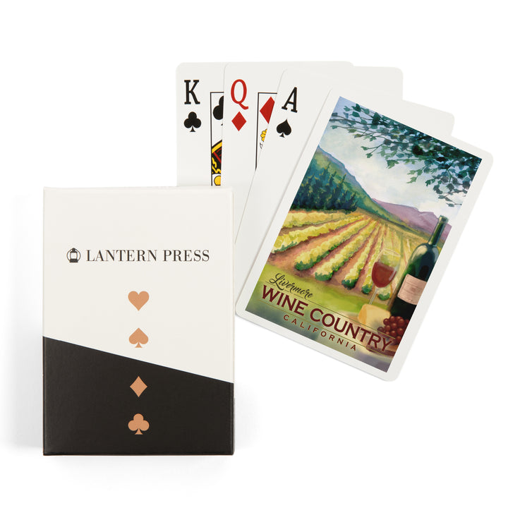 Playing Cards, Livermore, California, Wine Country, 52 Card Deck with Jokers in Box, Unique Art