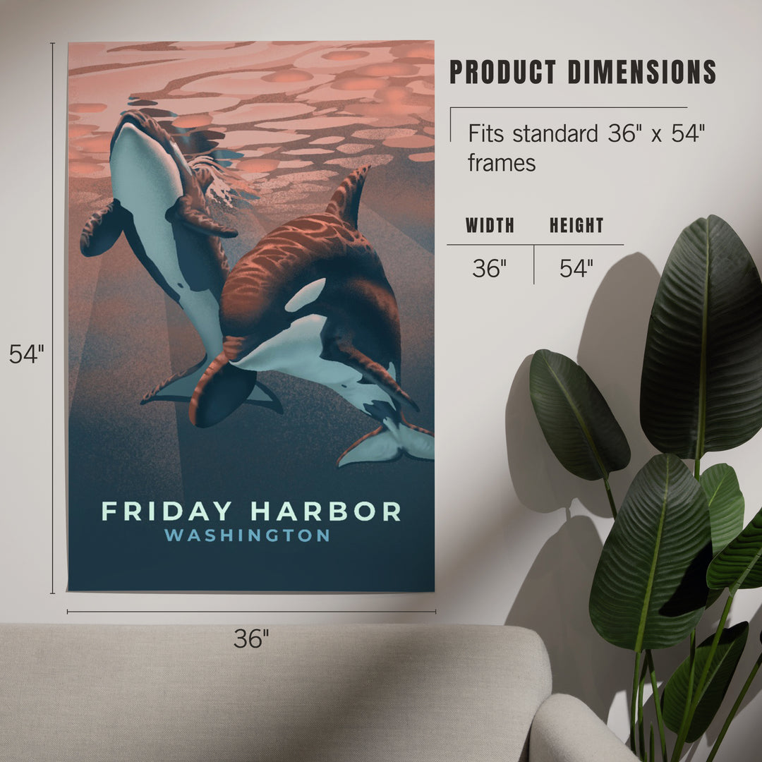 Friday Harbor, Washington, Orca, Lithograph, Art & Giclee Prints