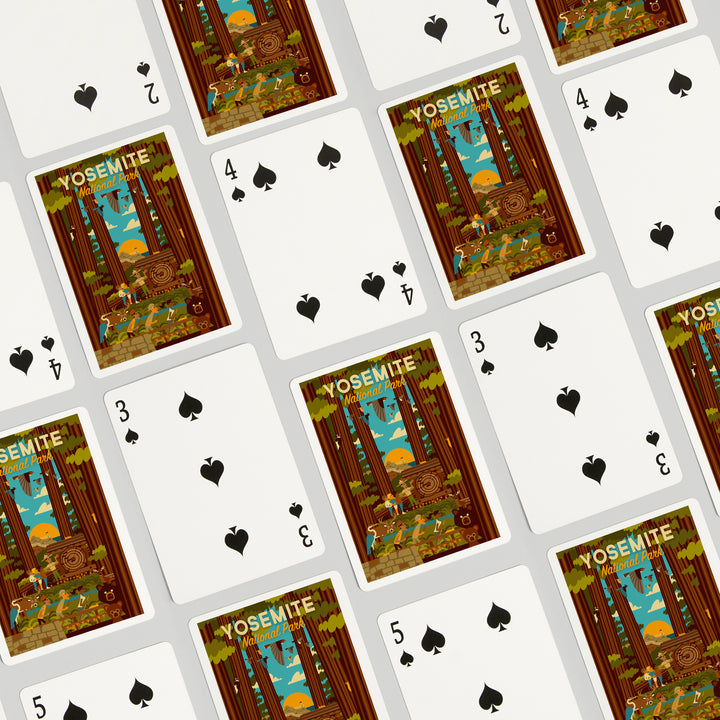 Playing Cards, Yosemite National Park, California, Forest, Geometric, 52 Card Deck with Jokers in Box, Unique Art