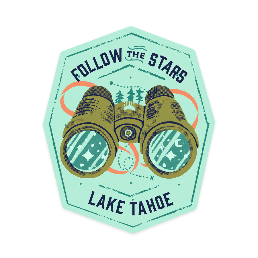 Lake Tahoe, Lake Life Series, Follow The Stars, Contour, Vinyl Sticker - Lantern Press