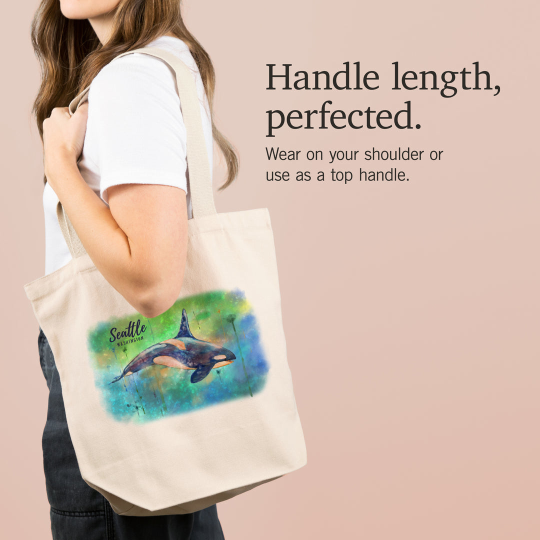 Seattle, Washington, Orca, Watercolor, Tote Bag