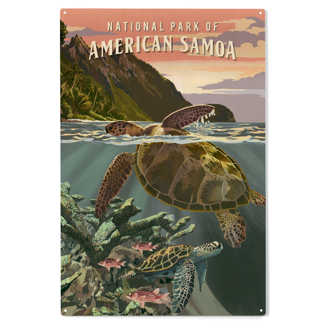 National Park of American Samoa, Painterly, Wood Sign and Postcards