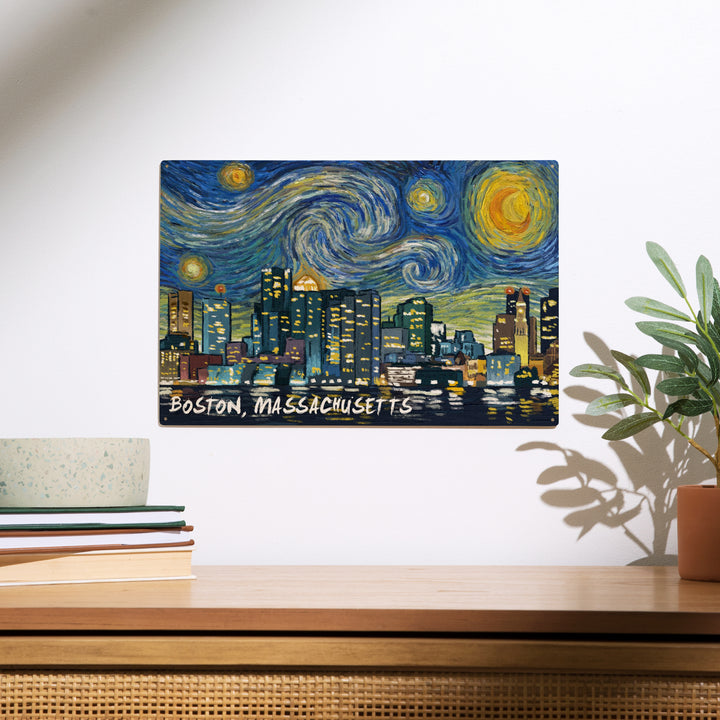 Boston, Massachusetts, Starry Night City 78711, Wood Sign and Postcards