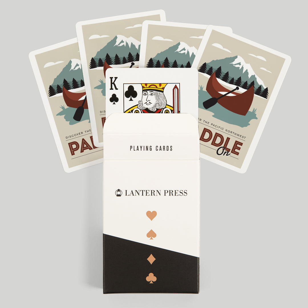 Playing Cards, Discover the Pacific Northwest, Paddle On, Canoe, 52 Card Deck with Jokers in Box, Unique Art