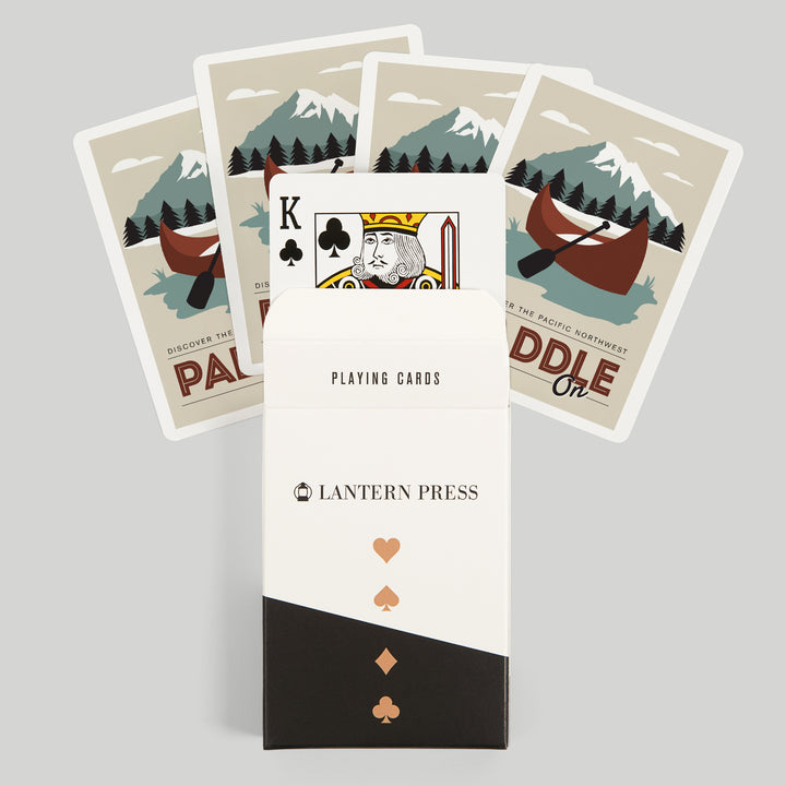 Playing Cards, Discover the Pacific Northwest, Paddle On, Canoe, 52 Card Deck with Jokers in Box, Unique Art
