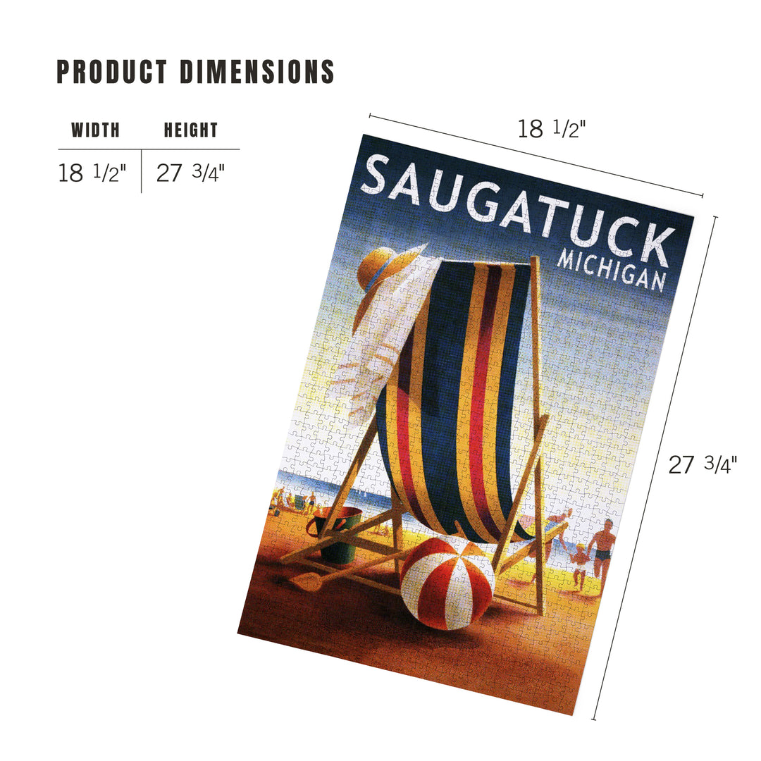 Saugatuck, Michigan, Beach Chair and Ball, Jigsaw Puzzle