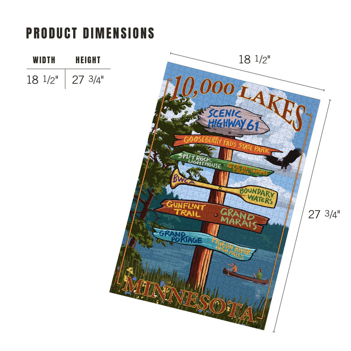 Minnesota, 10,000 Lakes, Destinations Sign, Jigsaw Puzzle