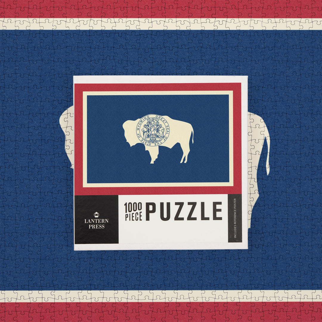 Wyoming State Flag, Letterpress, 1000 Piece Jigsaw Puzzle