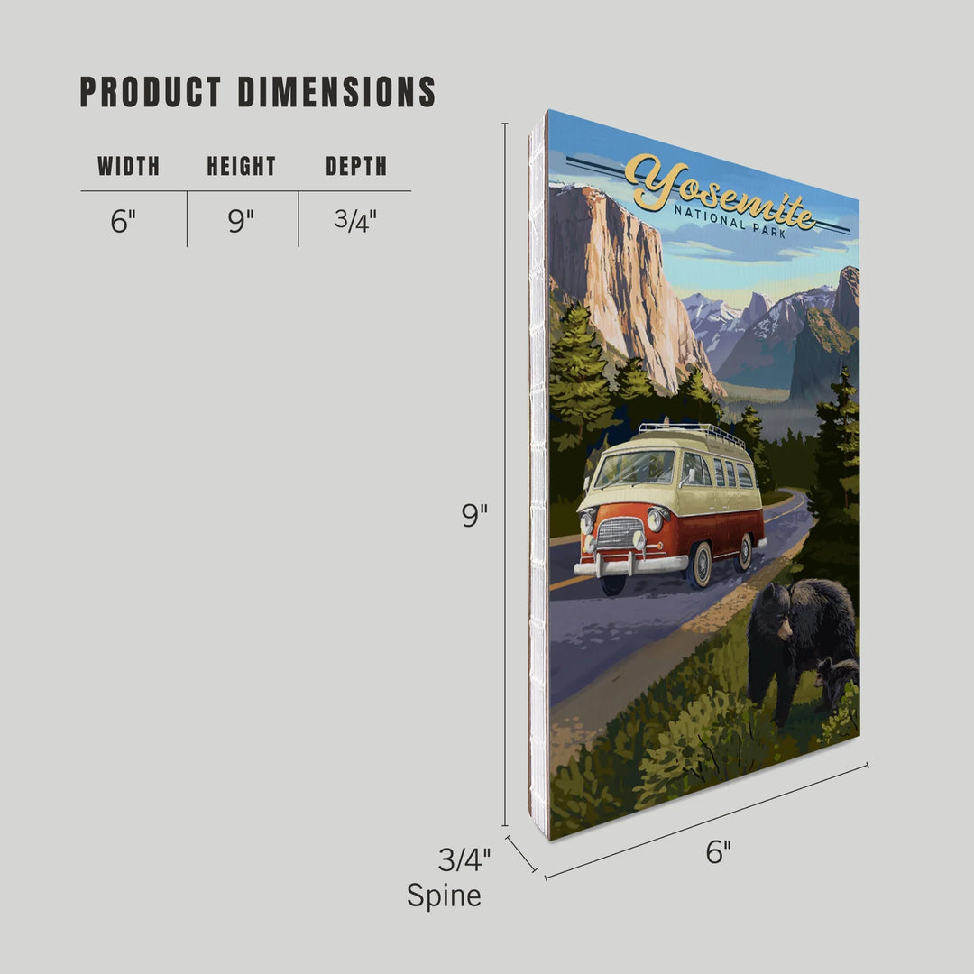 Lined 6x9 Journal, Yosemite National Park, California, Camper Van and Wildlife, Lay Flat, 193 Pages, FSC paper