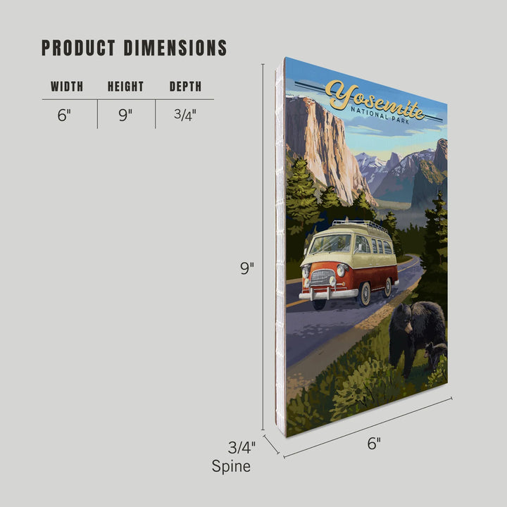 Lined 6x9 Journal, Yosemite National Park, California, Camper Van and Wildlife, Lay Flat, 193 Pages, FSC paper