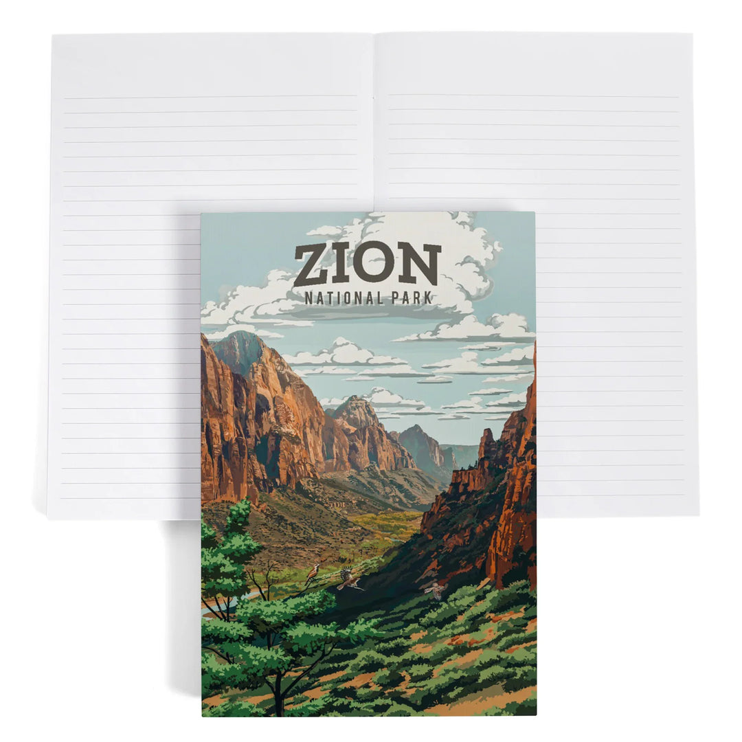 Lined 6x9 Journal, Zion National Park, Utah, Painterly National Park Series, Lay Flat, 193 Pages, FSC paper