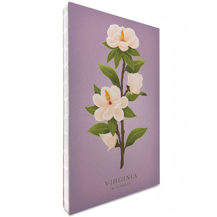 Lined 6x9 Journal, Virginia, Vintage Flora, State Series, Magnolia, Lay Flat, 193 Pages, FSC paper
