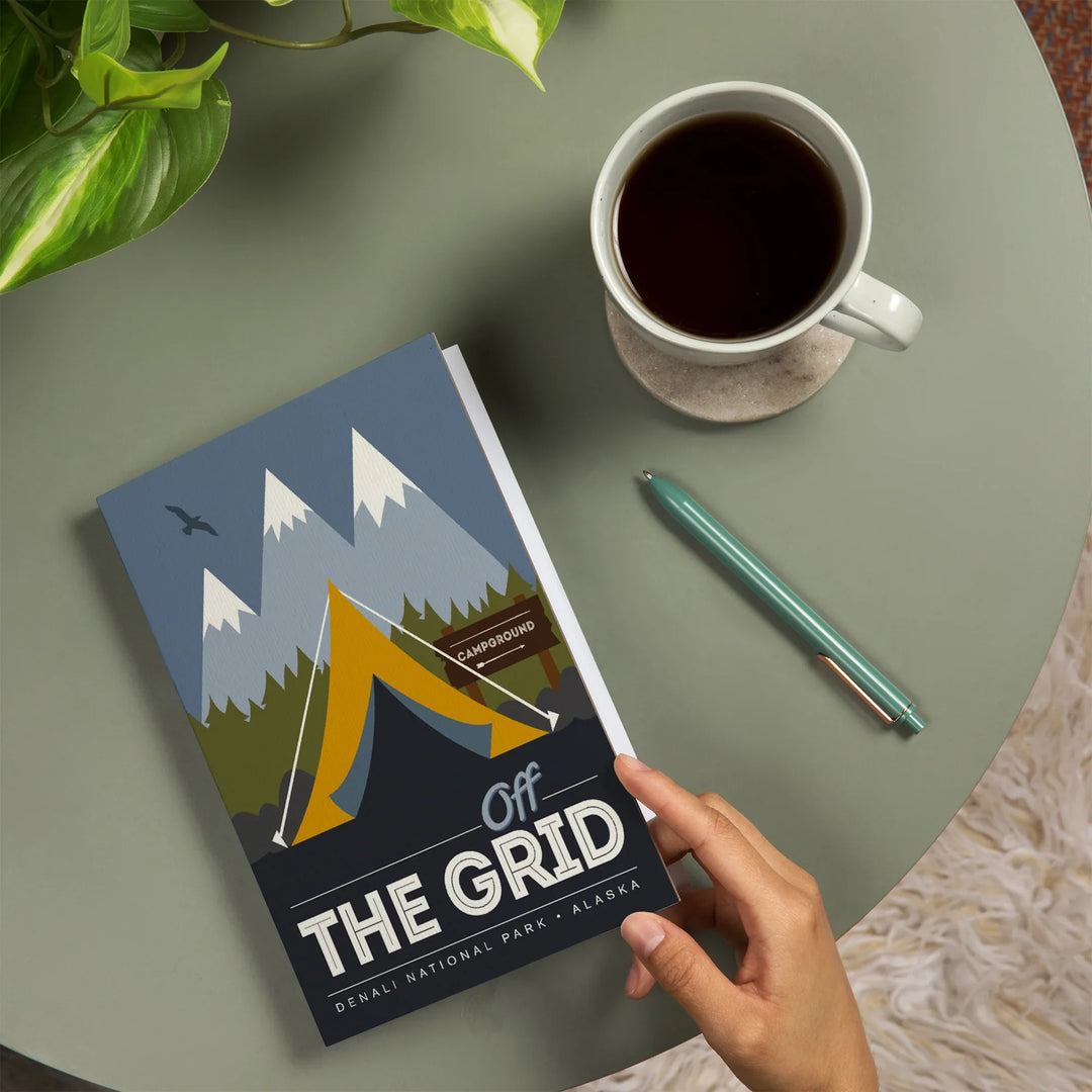 Lined 6x9 Journal, Denali National Park, Alaska, Off the Grid, Tent, Lay Flat, 193 Pages, FSC paper