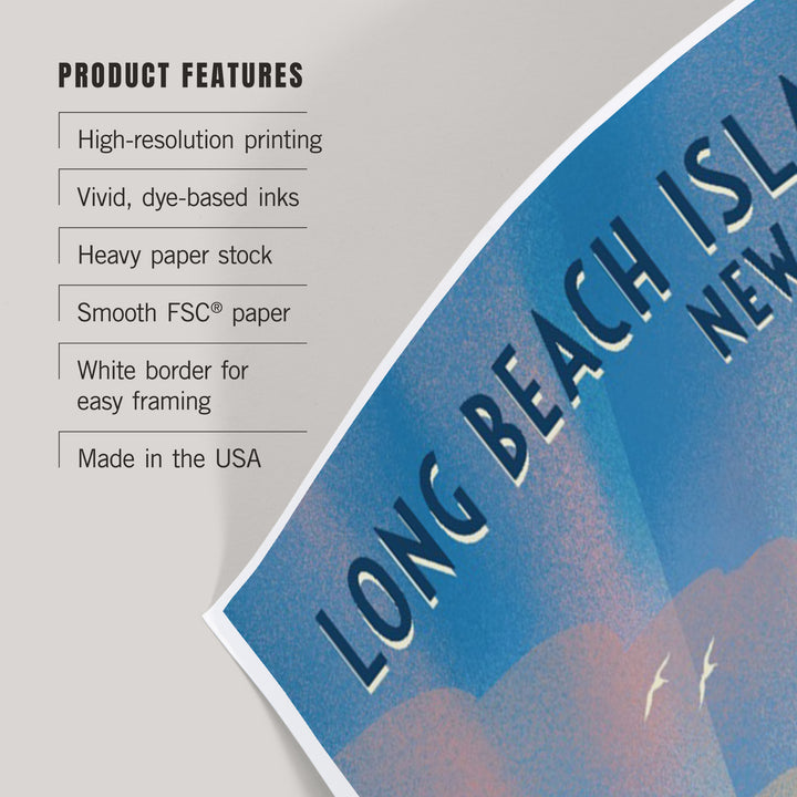 Long Beach Island, New Jersey, Beach Lithograph, Art & Giclee Prints