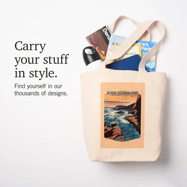 Acadia National Park, Maine, Mount Desert Island With Bird,, Tote Bag