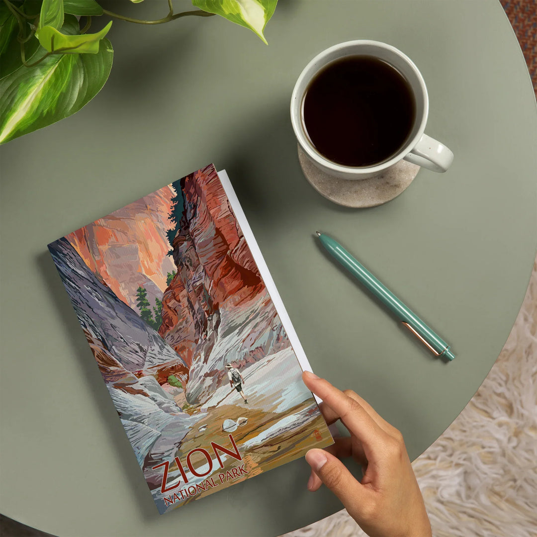 Lined 6x9 Journal, Zion National Park, Utah, Slot Canyon, Illustration, Lay Flat, 193 Pages, FSC paper