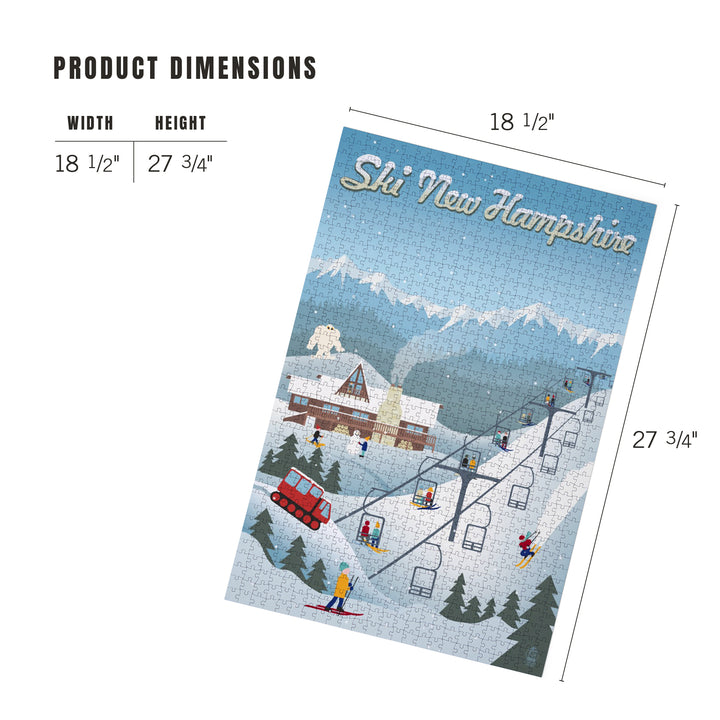 New Hampshire, Retro Ski Resort, 1000 Piece Jigsaw Puzzle