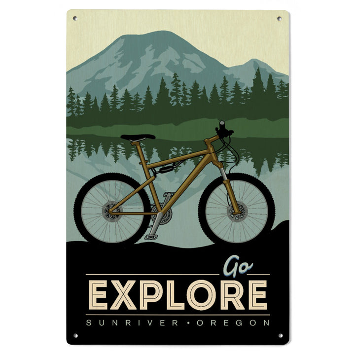 Sunriver, Oregon, Go Explore, Bike, Lantern Press Artwork, Wood Signs and Postcards