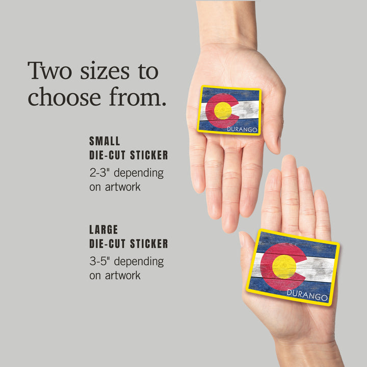 Durango, Colorado, Rustic Colorado State Flag, Contour, Vinyl Sticker