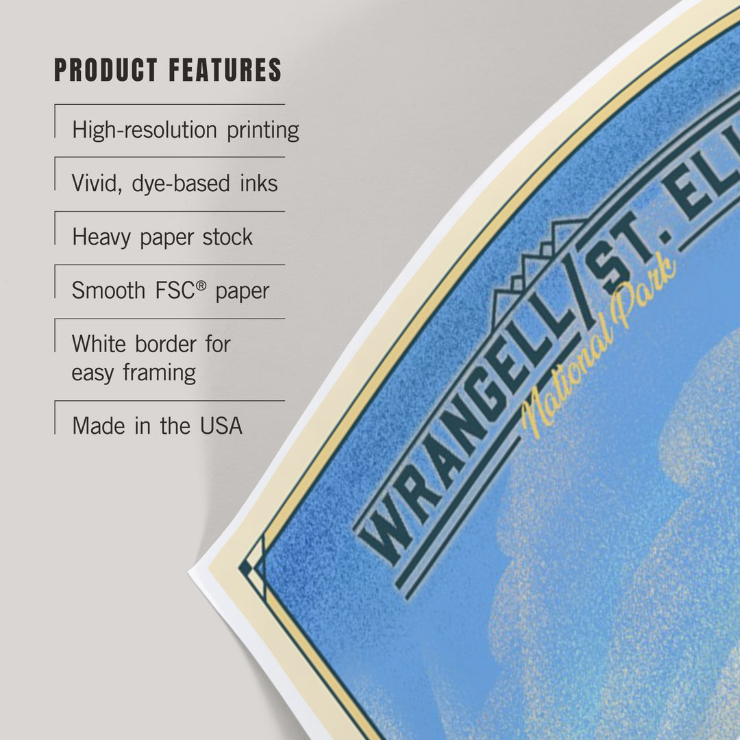 Wrangell-St Elias National Park and Preserve, Alaska, Lithograph, Art & Giclee Prints